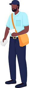 美国工人非裔美国邮递员平面颜色矢量不露面特征设计图片