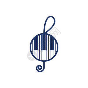 QQ音乐图标钢琴音乐图标矢量插图设计音符图章键盘乐器歌曲乐队唱歌娱乐夹子笔记设计图片