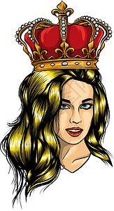 女王王冠一个金发女人的概念艺术 上面覆盖着钻石设计图片
