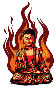 佛像的矢量宗教图标 金佛盘坐祈祷卡通片剪贴上帝艺术佛教徒冥想雕塑佛性标志禅定设计图片