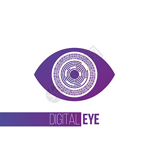 眼睛标志网络未来派紫色眼睛符号图标或网络标志概念 现代媒体图标 视觉标识概念 在白色背景上孤立的矢量图设计图片