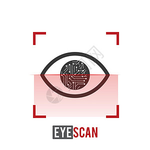 vi视觉识别系统眼睛扫描图标 眼睛扫描仪生物识别系统 在白色背景上孤立的矢量图界面验证电路身份互联网鉴别插图激光数据鸢尾花设计图片