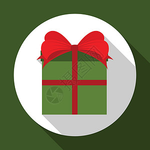 老人影子有长长的阴影的绿色背景上的蝴蝶结的礼品盒 圣诞节和新年贺卡的矢量插图 平面设计  EPS1设计图片