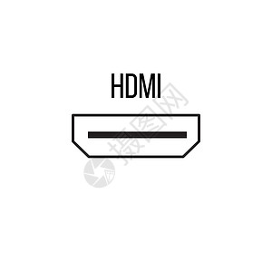 视频线来自电子设备集合的 Hdmi 图标 用于网络和移动设备的线矢量符号 在白色背景上孤立的股票矢量图设计图片