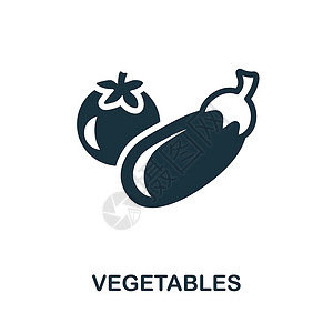 菠菜和西红柿蔬菜图标 来自饮食收藏的单色标志 用于网页设计信息图表和铁道部的创意蔬菜图标插图玉米菠菜香蕉洋葱辣椒菜花椰子黄瓜水果土豆设计图片