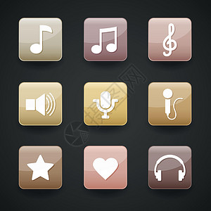音乐类APP图标App 的音乐图标耳机麦克风笔记电脑音乐播放器电话磁盘唱歌立体声均衡器设计图片
