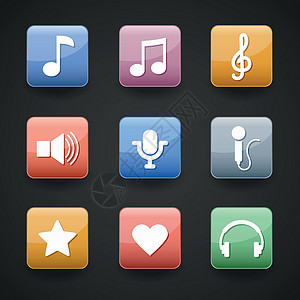 音乐类APP图标App 的音乐图标麦克风立体声磁盘电话录音机唱歌笔记界面插图收音机设计图片