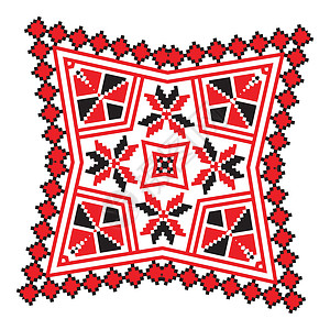 传统刺绣红色科罗拉多民族装饰曼陀罗几何图案假期纺织品国家边界民间针织艺术打印星星抛光设计图片