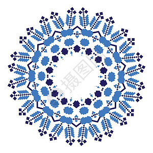科罗拉多大峡谷蓝色科罗拉多民族装饰曼陀罗几何图案国家针织圆圈蓝色刺绣民间纺织品假期艺术雪花设计图片