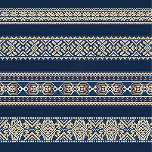 努沙杜瓦蓝色和棕色的民族装饰背景国家打印横幅抛光民间边界刺绣艺术织物插图设计图片