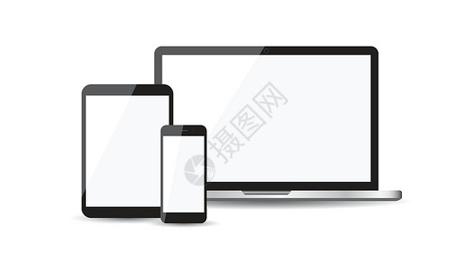电话图标白色现实设备平面图标 白色背景上的矢量图解屏幕展示技术电脑机动性互联网插图手机工具电话设计图片
