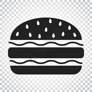 法棍三明治汉堡快餐平面矢量图标 汉堡符号标志插图 孤立背景下的商业概念简单平面象形文字小吃牛肉美食营养包子食物沙拉白色面包黑色设计图片