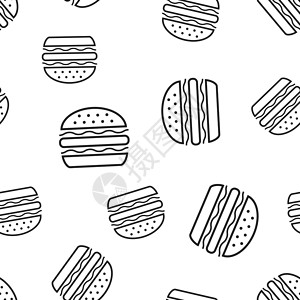 奶酪火锅汉堡快餐无缝图案背景 业务概念矢量图 汉堡符号模式营养小吃包子芝士面包白色沙拉插图美食芝麻设计图片