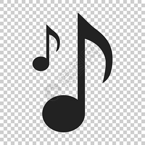 QQ音乐图标扁平风格的音乐笔记图标 孤立透明背景上的声音媒体插图 音频笔记业务概念高音工作室艺术创造力按钮白色旋律作品歌曲钥匙设计图片
