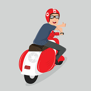 摩托车头盔年轻男孩骑摩托车红色设计图片