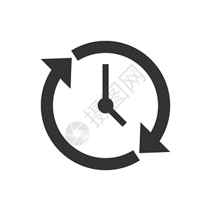 平面样式的时钟倒计时图标 白色孤立背景上的时间计时器矢量图解 时钟经营理念拨号运动商业倒数滴答黑色速度指针圆形圆圈背景图片