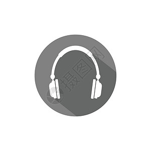 音频耳机图标 矢量插图 平面设计音乐插头工作室电脑打碟机耳朵白色绳索塑料力量设计图片