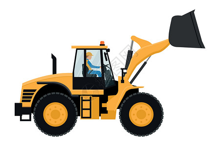 挖掘机机配备重型机械司机的前前装载车设计设计图片