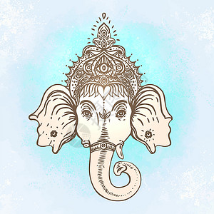 大象神印度教加内沙勋爵 矢量说明艺术装饰品旅行纺织品精神雕像文化偶像绘画古董设计图片