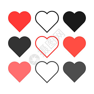 不同的心红图标 爱的概念 线性图标薄灰色线社区电脑博客居住红色比赛插图白色圆形互联网设计图片