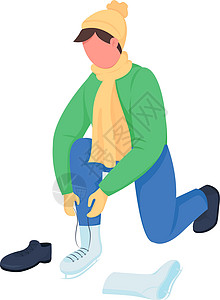 无鞋可及男人穿滑冰鞋半平板彩色向量字符设计图片
