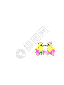 黄色的鸭子玩具爱着情人节日心型贺卡插图的鸭子夫妇在纺织品上打印漫画 作为明信片矢量插图上的礼品包装设计图片