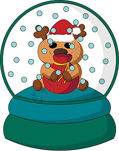 麋鹿帽子圣诞雪球与驯鹿圣山山山山山山羊一起举行 用颜色绘制插图设计图片