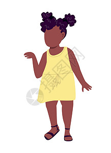 穿裙子小女孩穿着半平板彩色向量服装的可爱小女孩设计图片