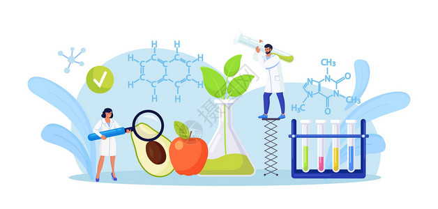 化学产品对水果 蔬菜进行研究的生物学家 人们在实验室种植植物 食品添加剂研究 基因工程 转基因食品 基因技术设计图片