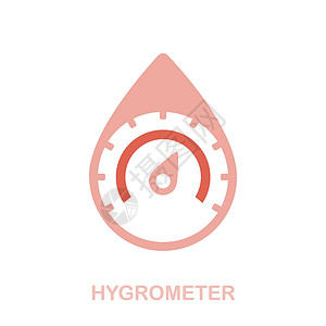 恒湿加湿器湿度计平面图标 水疗疗法系列中的彩色元素标志 平面湿度计图标标志 用于网页设计 信息图表等设计图片