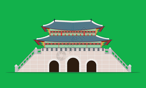 韩国济州岛茶园南朝鲜河以南汉城的gyewwamun大门宫殿设计图片