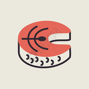 烤鲑鱼红鱼鲑鱼矢量 ico 牛排红色海鲜食物烹饪插图寿司营养设计图片