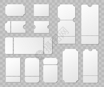票券空白票样机模板 电影彩票逼真的空白票 矢量空传单座位入口音乐会剧院插图价格标签纸板收据贵宾设计图片