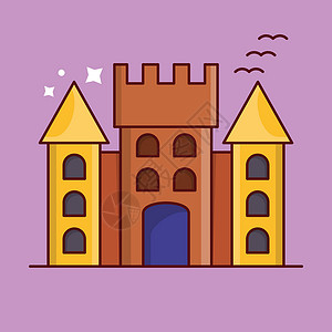 旧城堡垒河塔城堡公园艺术童话据点商业历史建筑学骑士王国插图设计图片