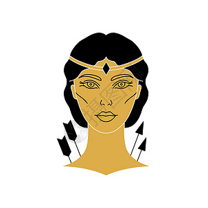 万人疯抢希腊阿耳特弥斯女神绘画艺术宗教头发神话标识风格女性猎人插图设计图片