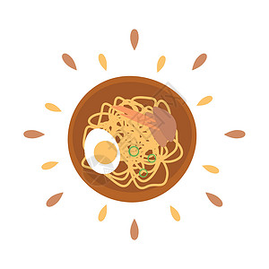 地菜煮鸡蛋白背景上孤立的意大利面蛋义意粉摘要图标 - 矢量( Y)设计图片