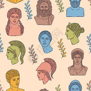 罗马人Greek 雕塑模式风格雕像植物涂鸦女神历史绘画女士男人宗教设计图片