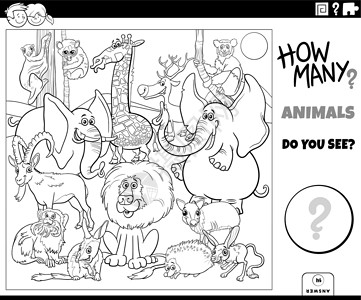 灰兔耳计数漫画动物教育游戏彩色书页活动驯鹿染色绘画彩书解决方案谜语卡通片资产幼儿园设计图片
