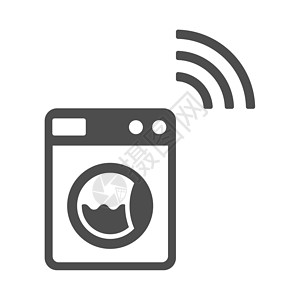 洗衣机图标智能洗衣机矢量图标隔离在白色背景上 带有用于网络 移动应用程序和 ui 设计的电波图标的洗衣机 Iot 股票矢量图 智能家居技术设计图片
