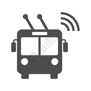 智能无轨电车矢量图标隔离在白色背景上 带有用于网络 移动应用程序和 ui 设计的电波图标的智能无轨电车 物联网股票矢量图 物联网设计图片