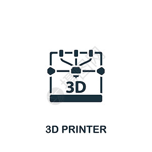 3D 打印机图标 单色简单人工智能图标 用于模板 网络设计和信息图的功能打印材料生产灯丝制造业电脑产品工程计算机塑料层高清图片素材