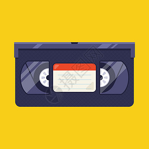 盒式磁带90年代古老的录影带 在黄色背景上设计图片