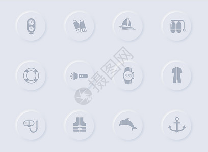 p图素材小圆形橡胶按钮上的潜水灰色矢量图标 为 web 移动应用程序 ui 设计和促销业务测绘术设置的潜水图标设计图片
