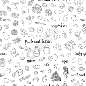 草莓蛋筒无缝模式 与苍白饮食食品产品健康重量水果手绘胡椒盘子香料时代食物设计图片