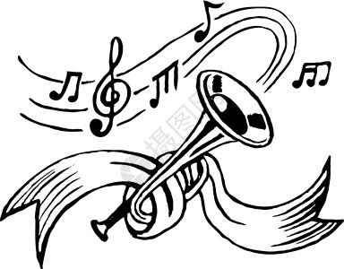 乐器号角字体号角和笔记音乐家娱乐音乐会节日玩家艺术乐队旋律绘画卡通片设计图片