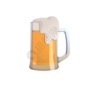 卡通啤酒杯在白色背景上隔离的清新啤酒  矢量酒吧啤酒杯艺术庆典啤酒厂金子杯子插图卡通片酒精设计图片