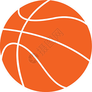 橙白背景白底孤立的矢量插图 白色平板篮球和白橙和白平面篮球设计图片
