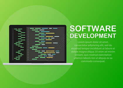 软件开发 编程 编码矢量概念 等距矢量图 着陆页概念界面笔记本数据插图互联网接口脚本应用程序网络技术商业高清图片素材