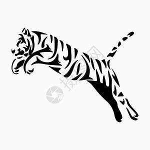 野猫老虎背影的示意材料 侧面 一个跳跃的姿势墙纸动物园危险艺术动物食肉插图丛林虎年荒野设计图片