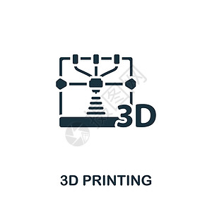 制造业图标3D 打印图标 单色简单线条未来技术用于模板 网络设计和信息图的图标中风屏幕灯丝计算机商业机器墨水测试塑料产品设计图片